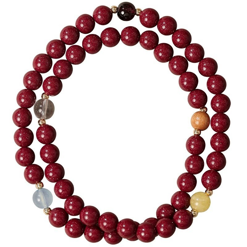 High Crystal Content Cinnabar Bracelet Multi-circle - Image 5