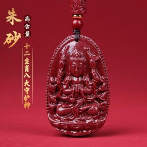 Cinnabar Eight Guardian Deities Pendant