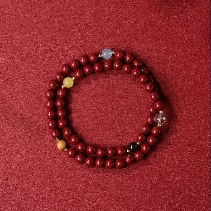 High Crystal Content Cinnabar Bracelet Multi-circle - Image 3