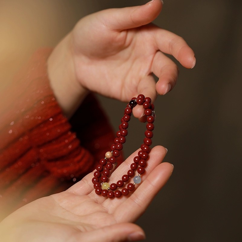 High Crystal Content Cinnabar Bracelet Multi-circle - Image 2