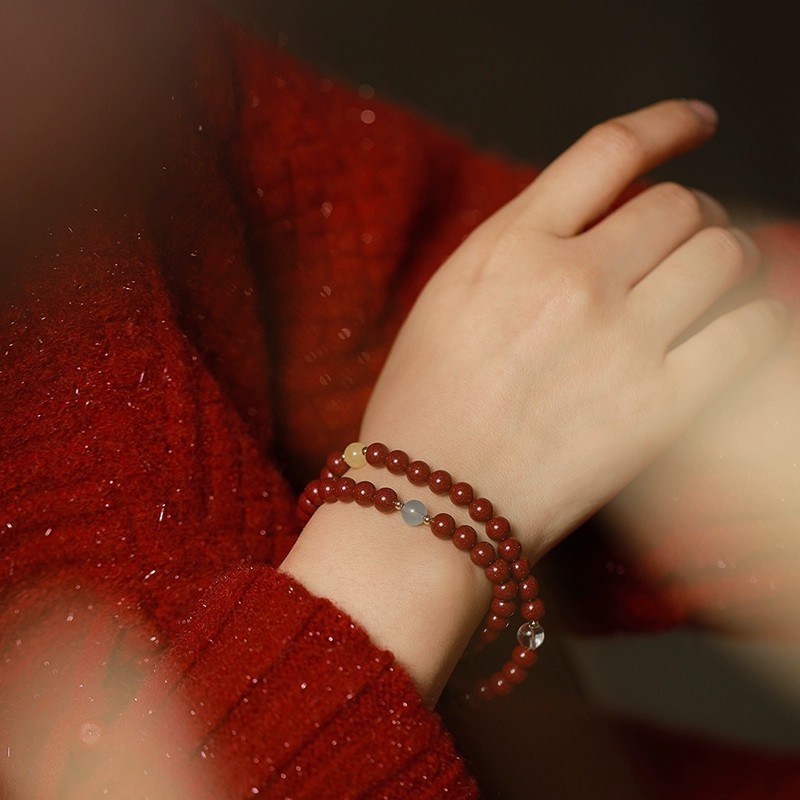 High Crystal Content Cinnabar Bracelet Multi-circle - Image 4